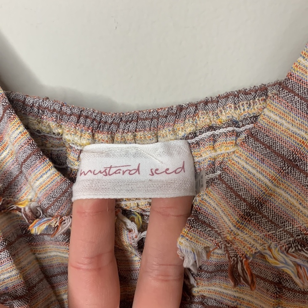 Crop Ruffle Plaid Flannel Print Tank Top Weatern Country Rustic Mustard Seed M - Picture 10 of 11